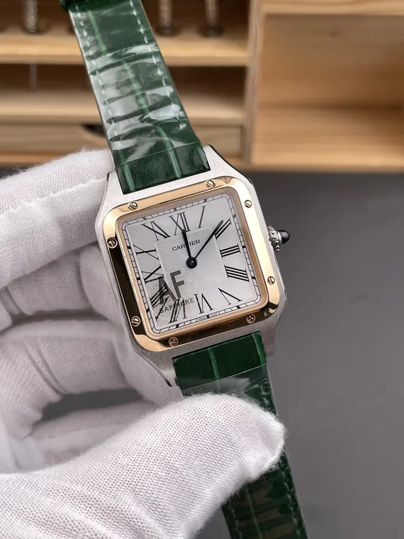 Cartier Santos Rose Gold Silver Dial