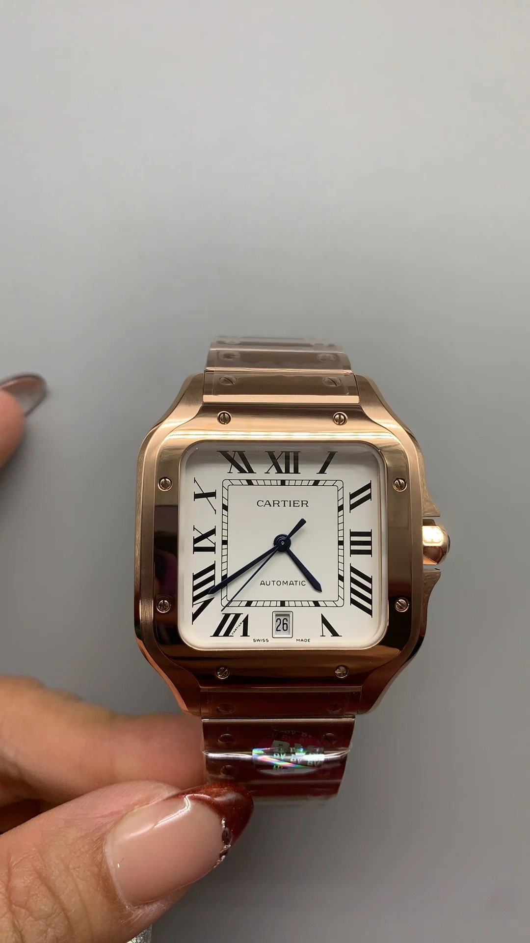 Cartier Santos Rose Gold — photographed off the sweep