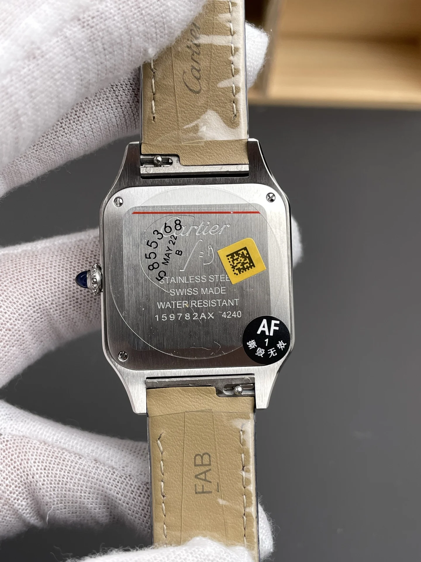 Cartier Santos Silver Dial 31.4 × 43.5mm — photographed off the sweep