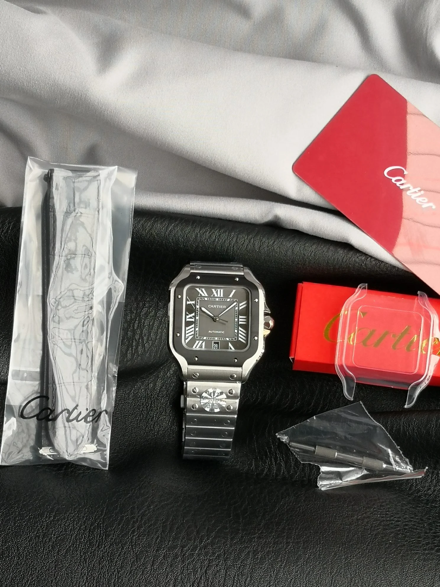 Cartier Santos Steel Black Dial WSSA0037 39.8mm