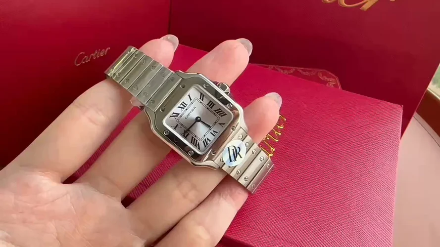Cartier Santos Steel Silver Dial WSSA0082 27mm — photographed off the sweep