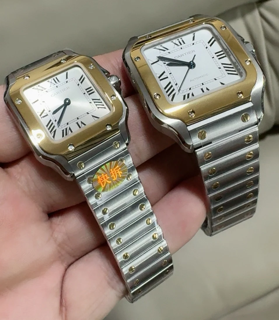 Cartier Santos Two-Tone 27mm — photographed off the sweep