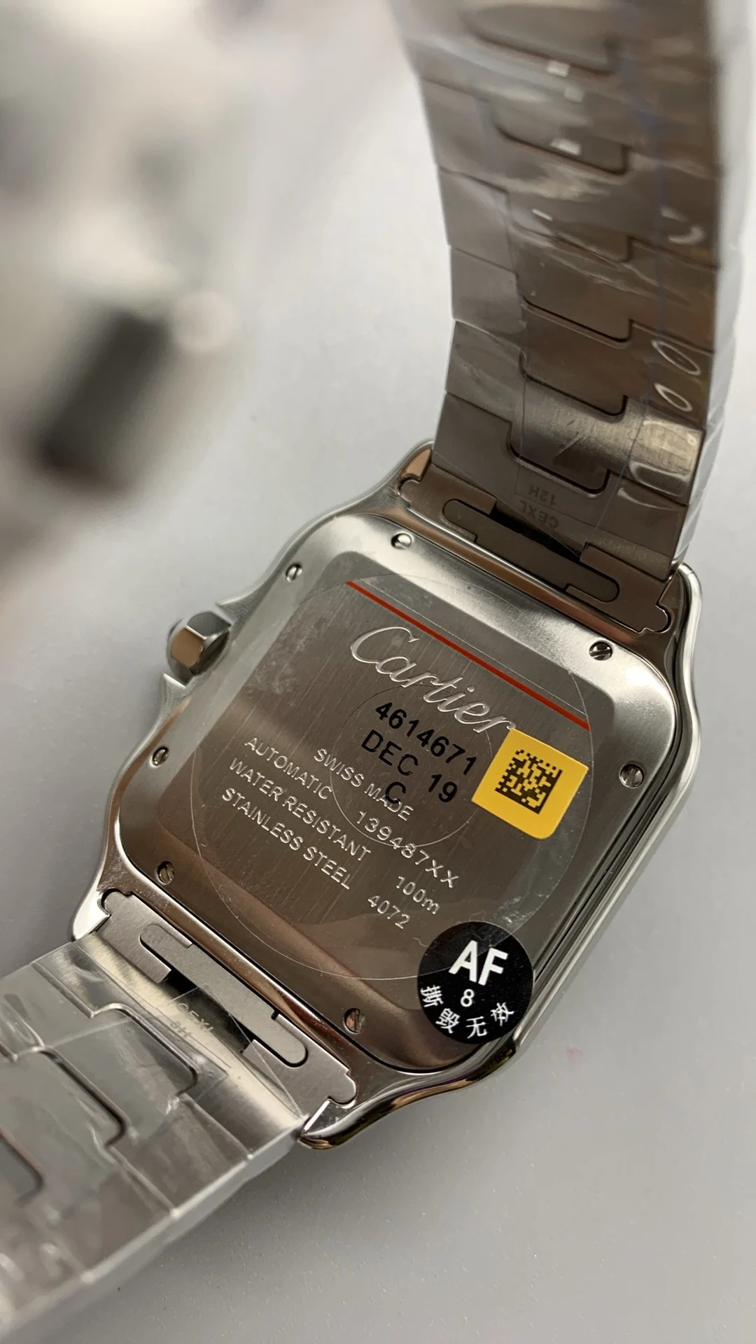 Cartier Santos Two-Tone Black Dial — photographed off the sweep