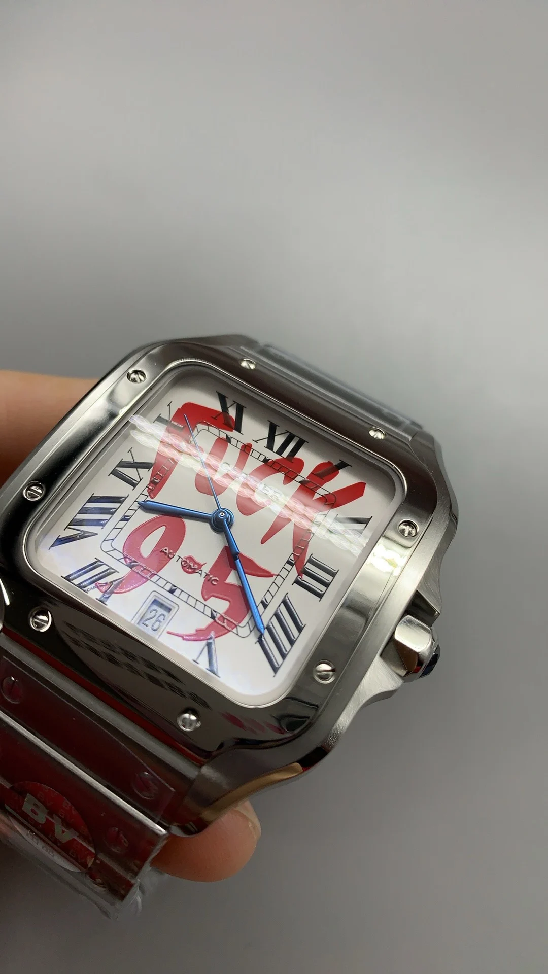 Cartier Santos White Dial 39.8mm — photographed off the sweep