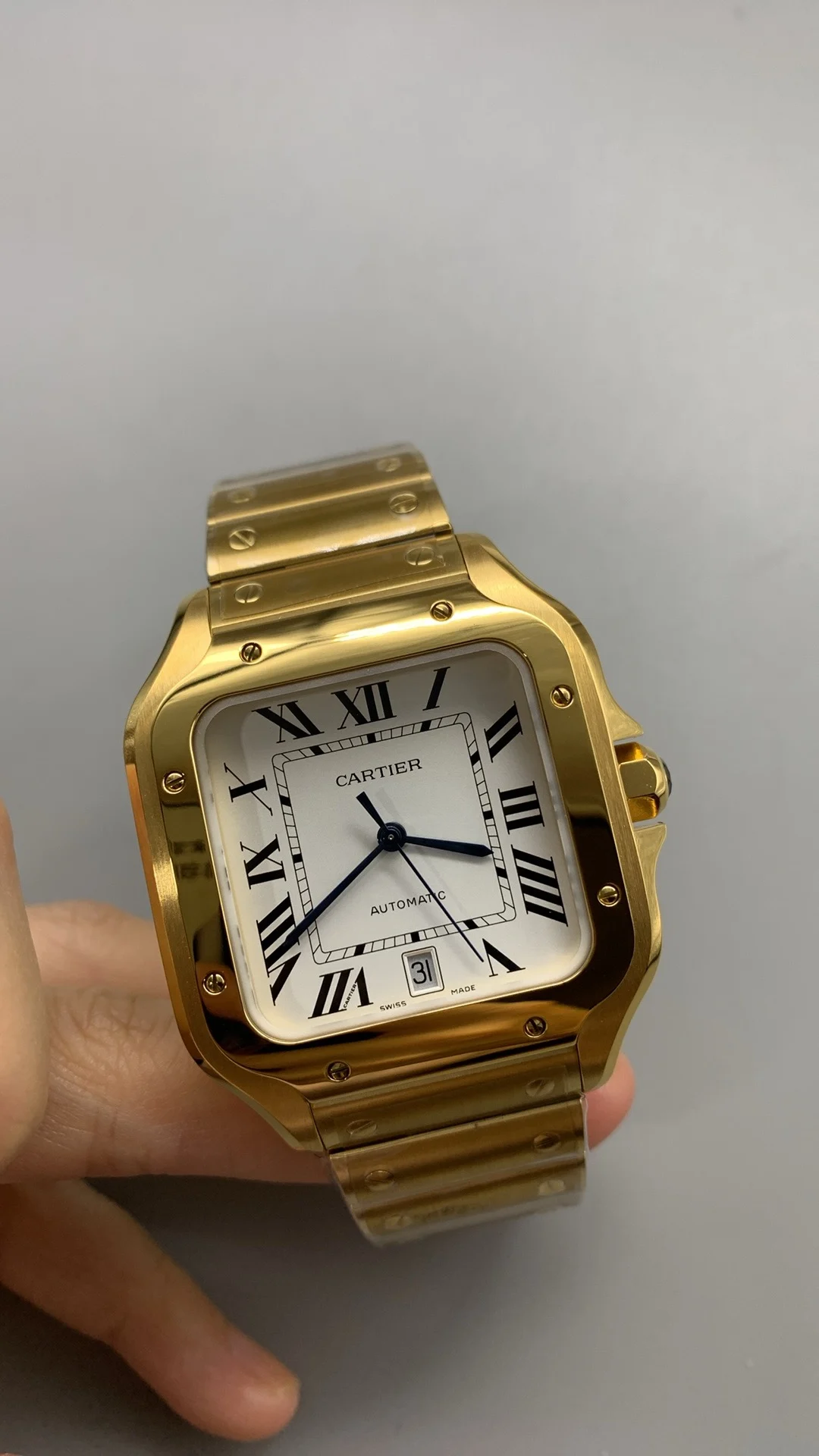 Cartier Santos White Dial 40mm — photographed off the sweep