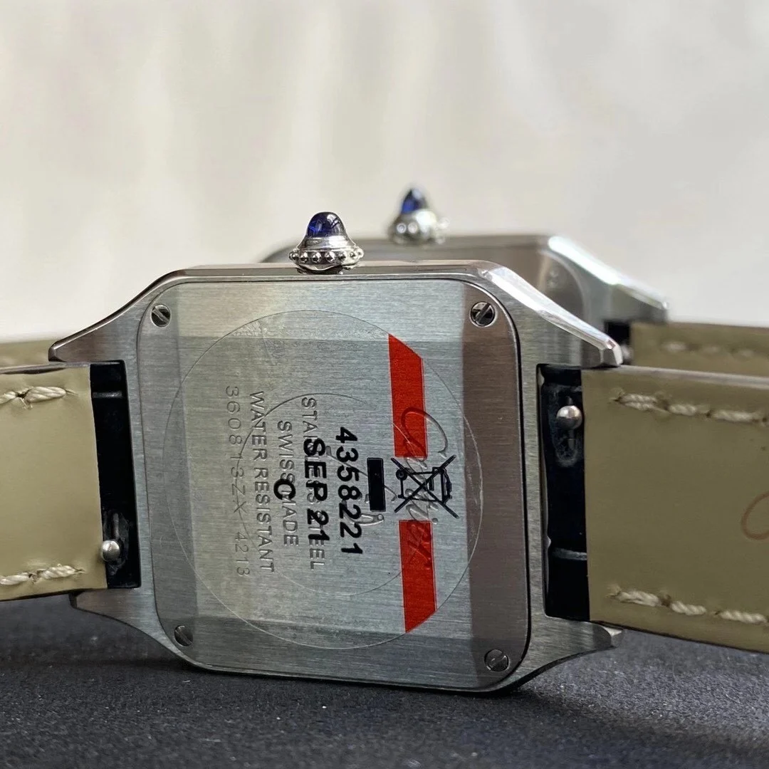 Cartier Santos White Dial 43.5mm — photographed off the sweep