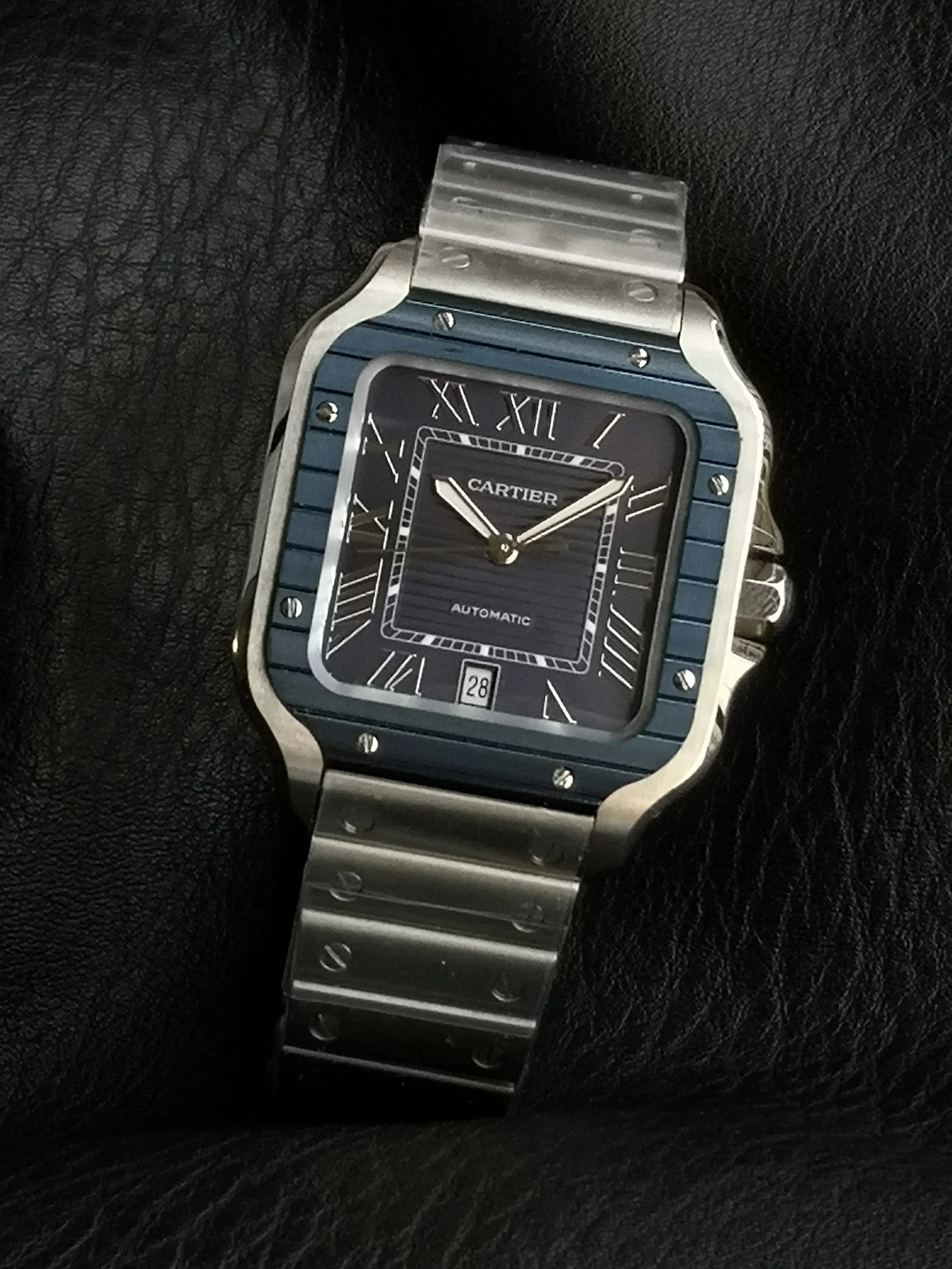 Cartier Santos WSSA0048 — photographed off the sweep
