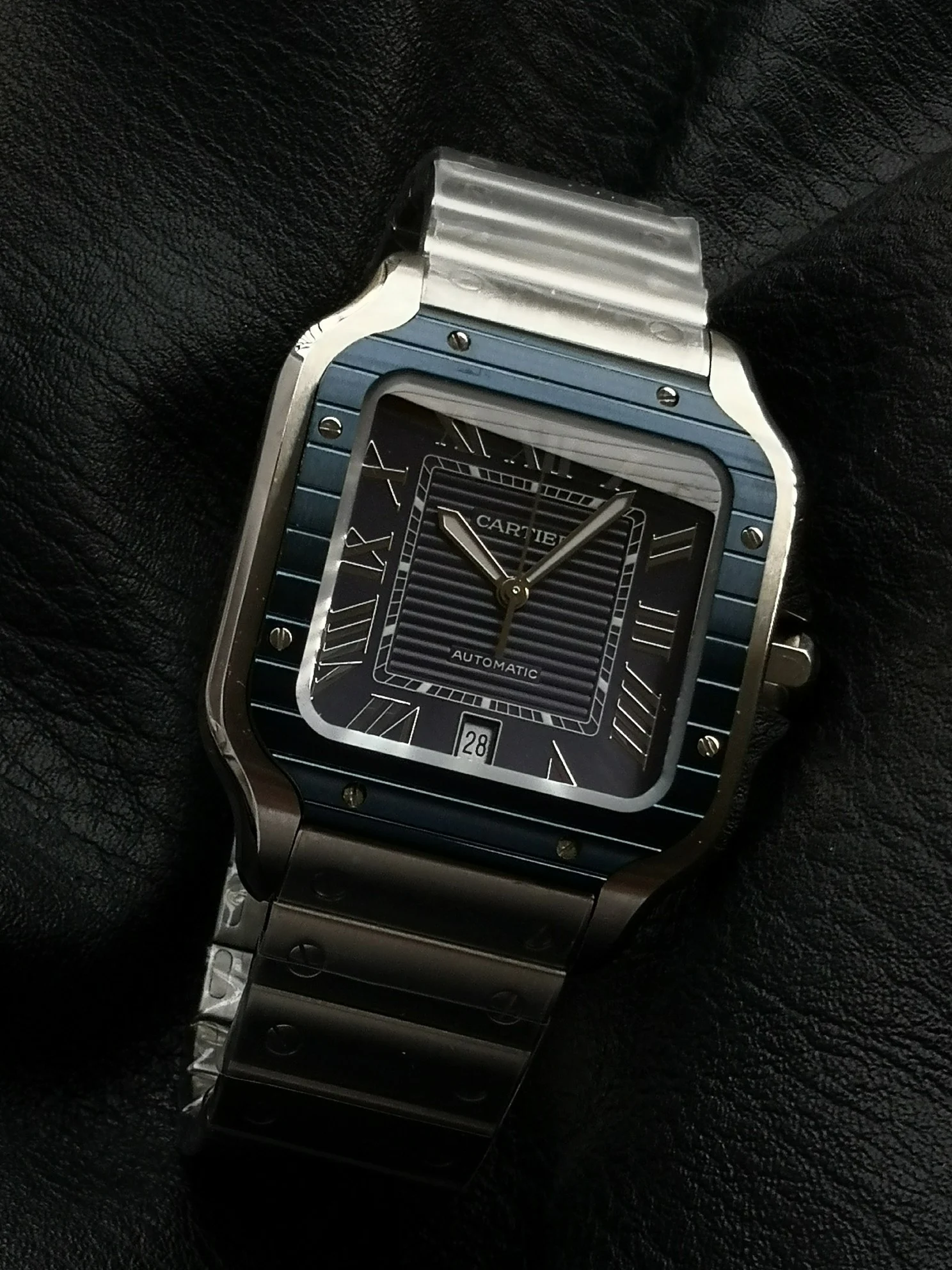 Cartier Santos WSSA0048 — photographed off the sweep