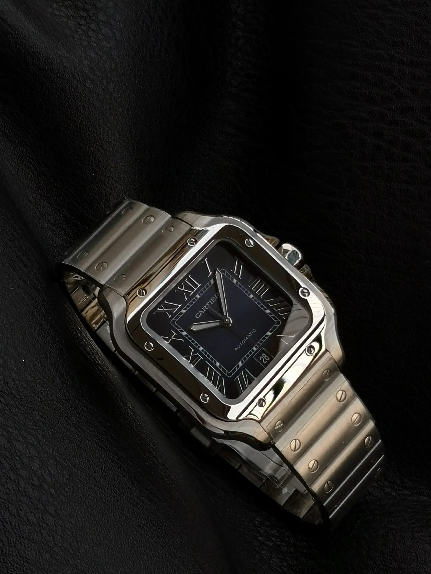 Cartier Santos WSSA0071 — photographed off the sweep