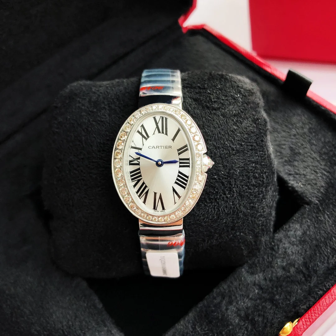 Cartier Steel Diamond-Set — photographed off the sweep