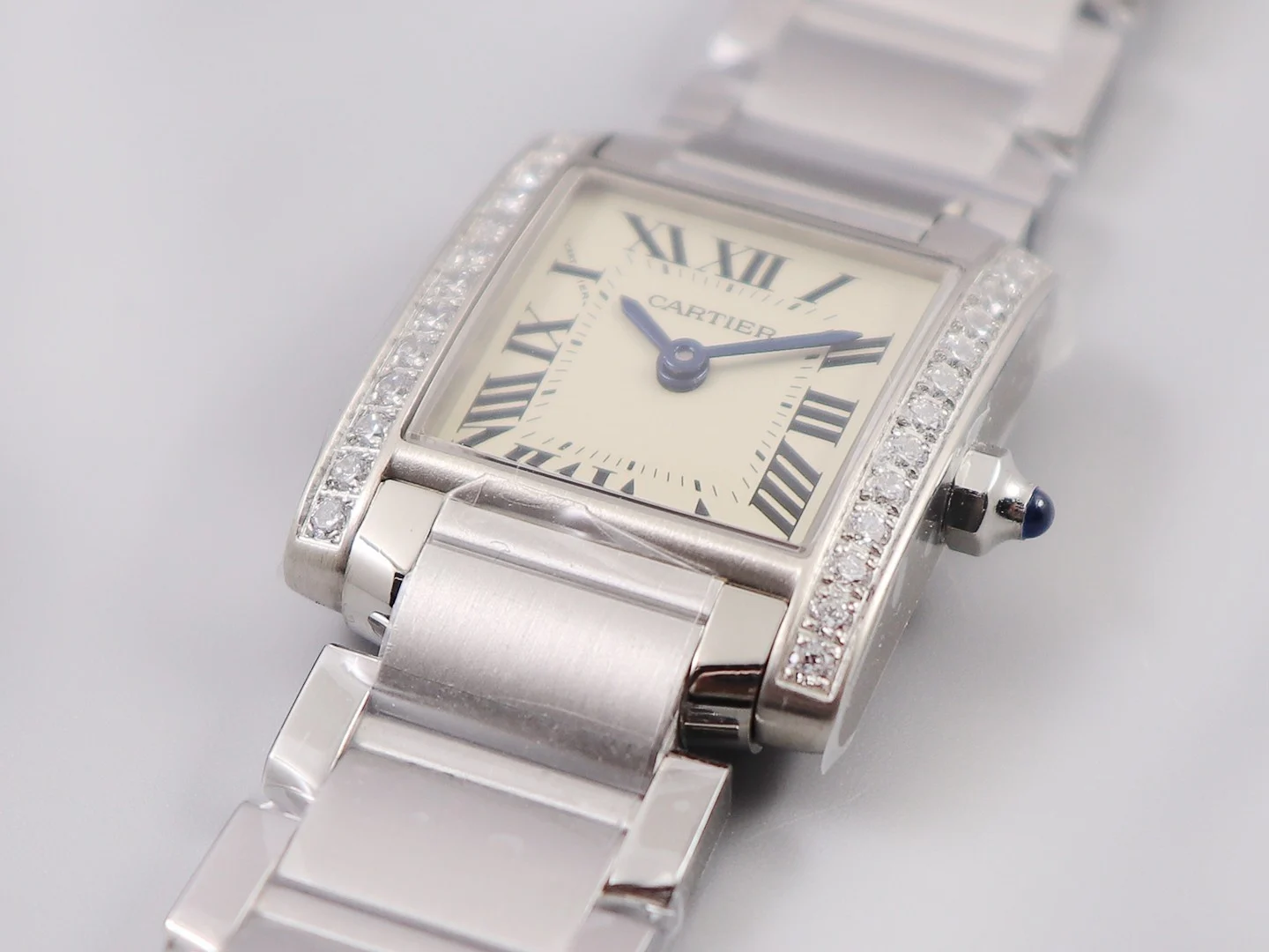 Cartier Tank 20.3 × 25.35mm — photographed off the sweep