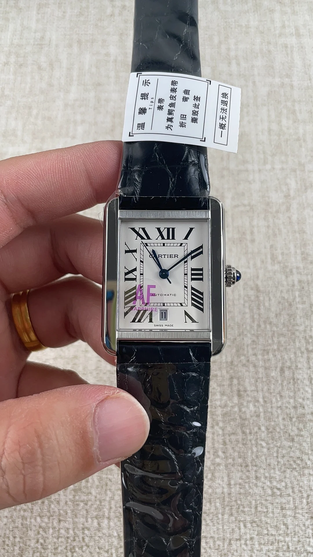 Cartier Tank — photographed off the sweep