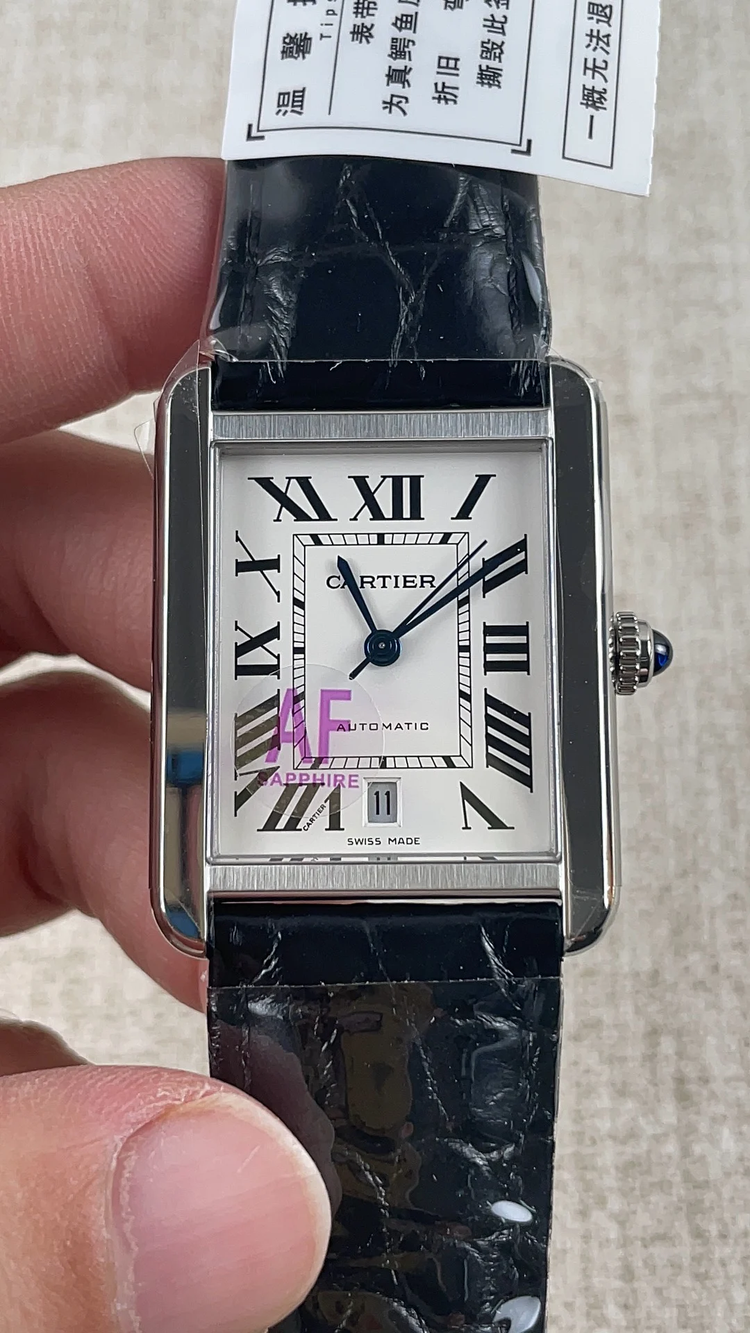 Cartier Tank — photographed off the sweep