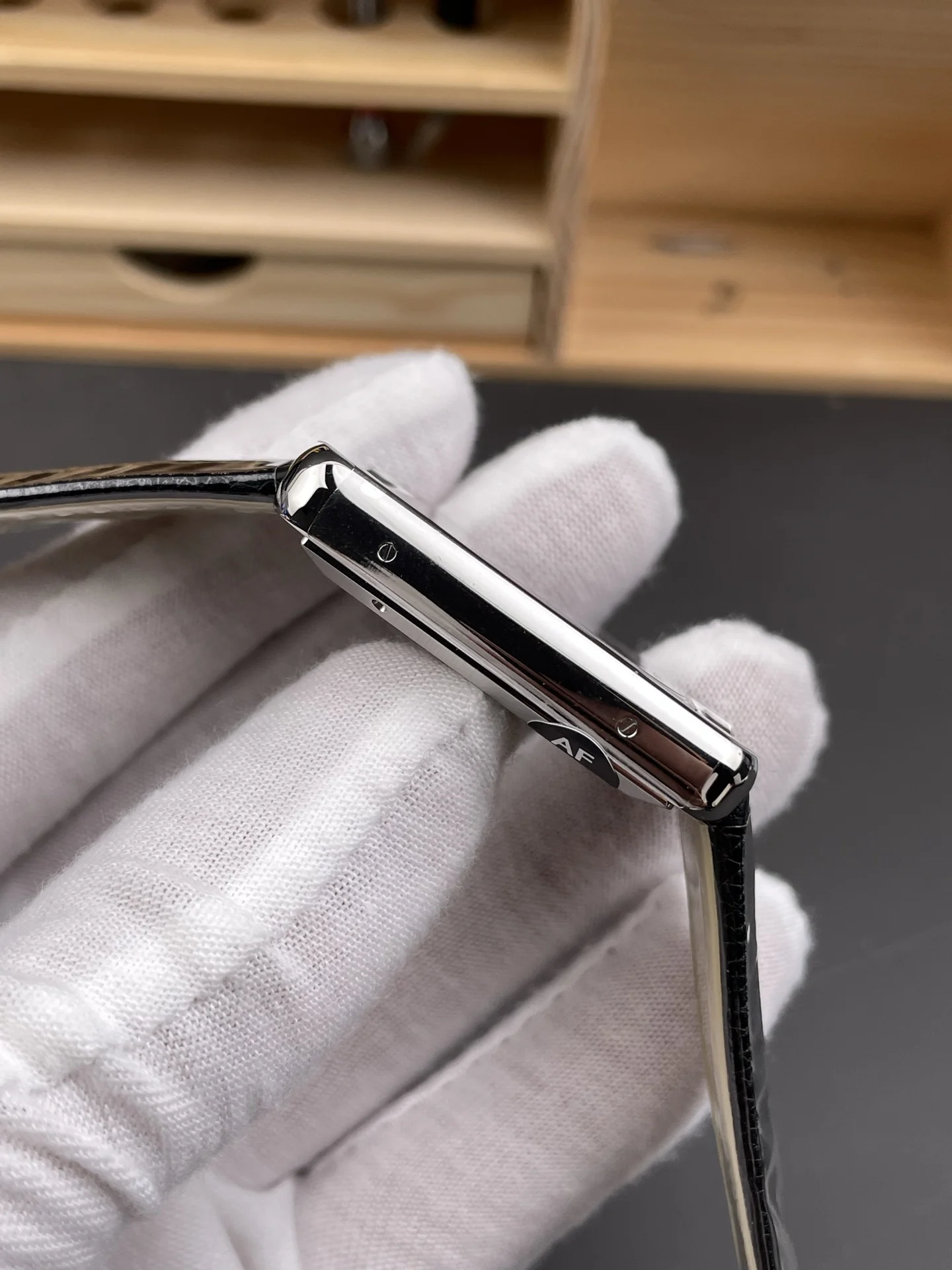 Cartier Tank 31 × 40.85mm — photographed off the sweep