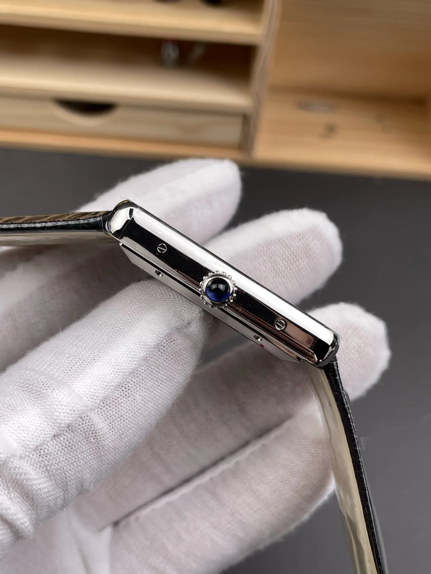 Cartier Tank 31 × 40.85mm — photographed off the sweep
