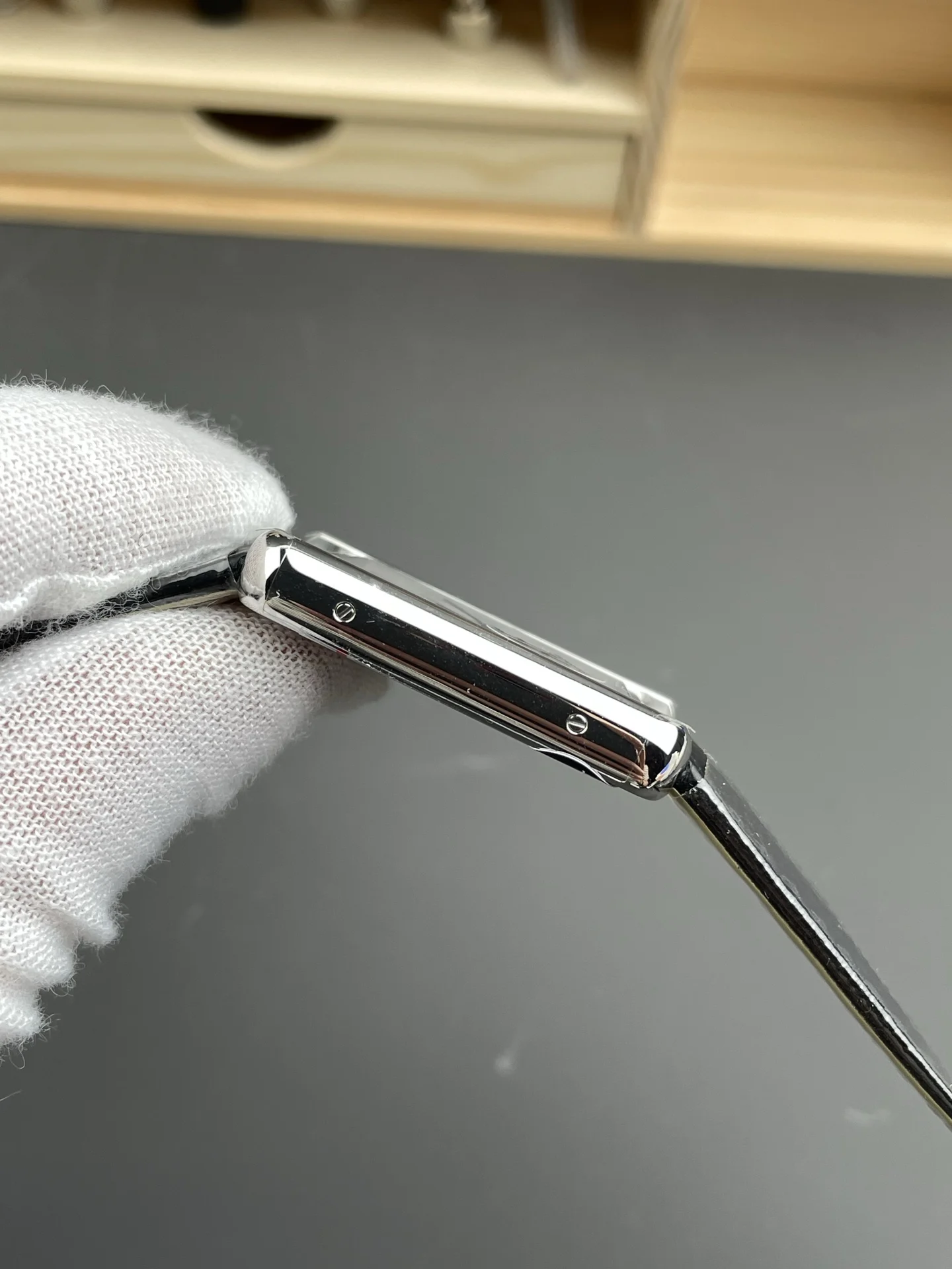 Cartier Tank 34.8 × 27.4mm — photographed off the sweep