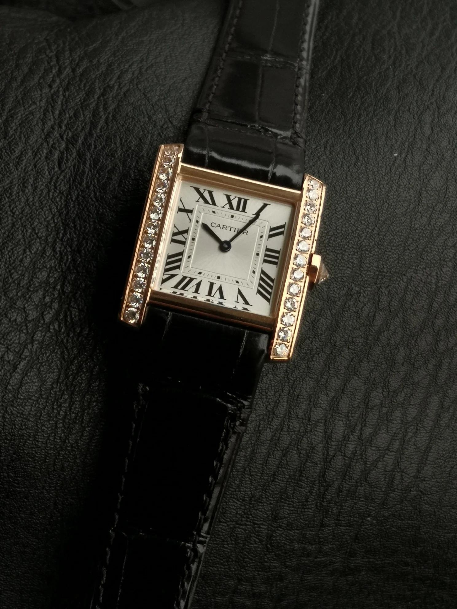 Cartier Tank Française Champagne Rose Gold White Dial