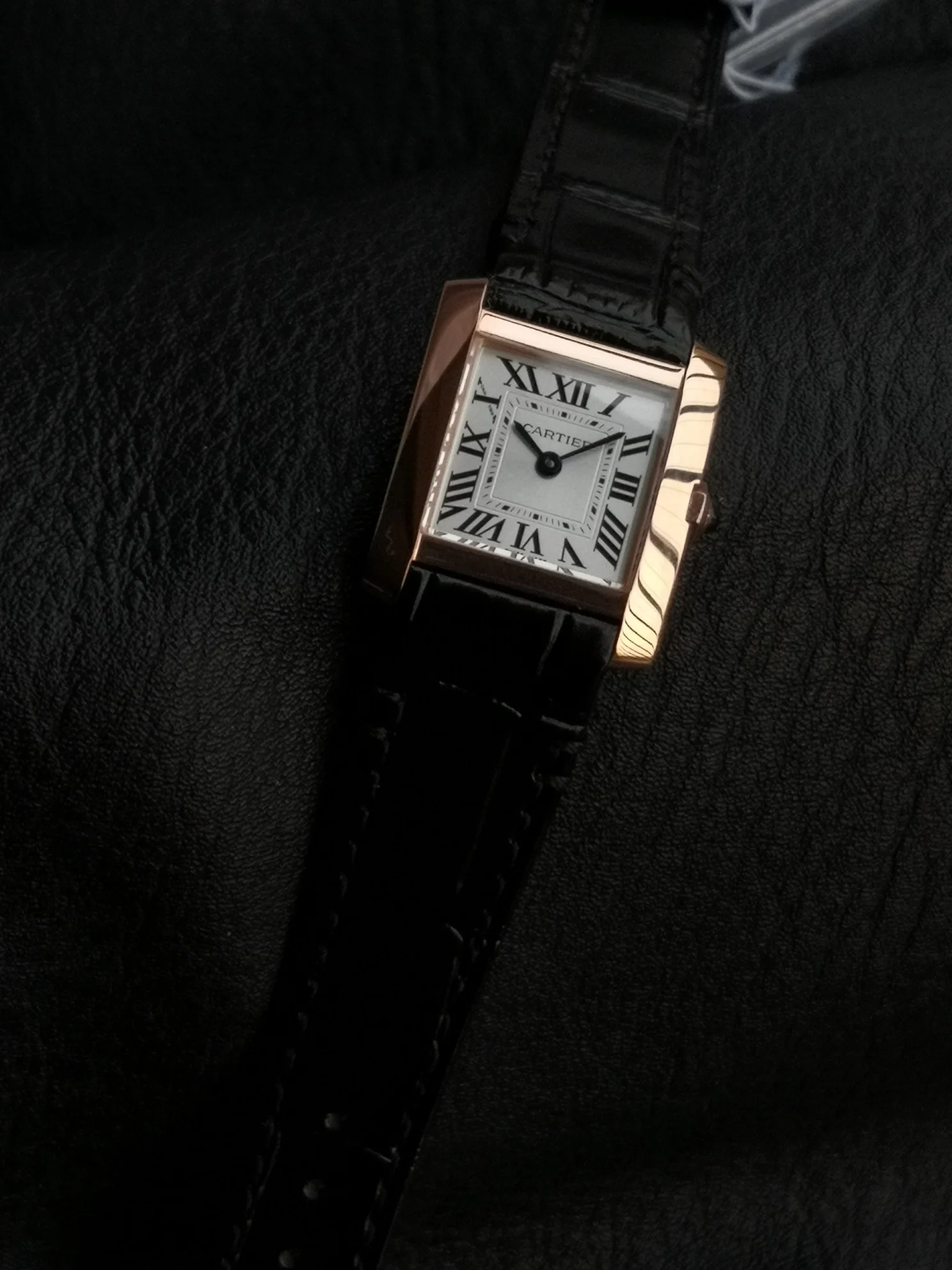 Cartier Tank Française Champagne Rose Gold Yellow Dial