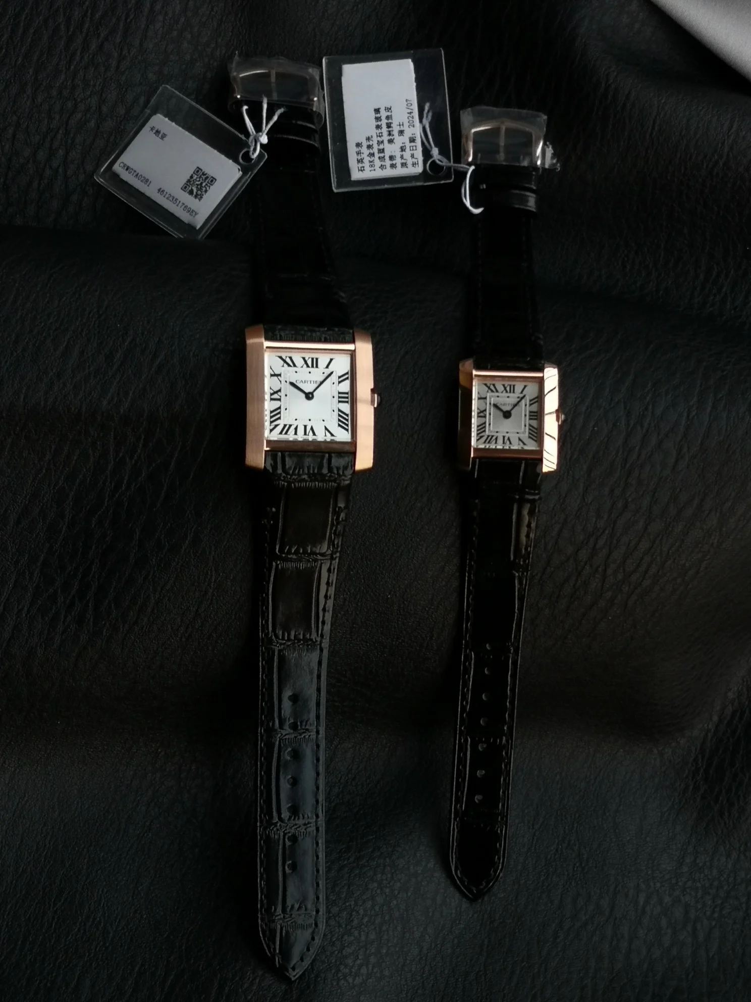 Cartier Tank Française Champagne Rose Gold Yellow Dial — photographed off the sweep