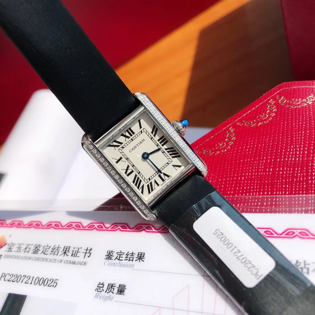 Cartier Tank Must Steel Blue Dial 33.7mm — photographed off the sweep