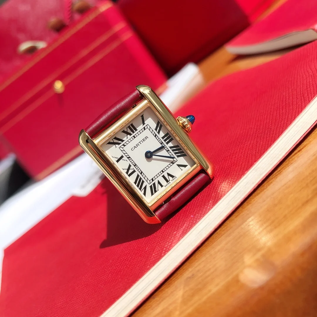 Cartier Tank Must Steel Blue Dial 33.7mm — photographed off the sweep