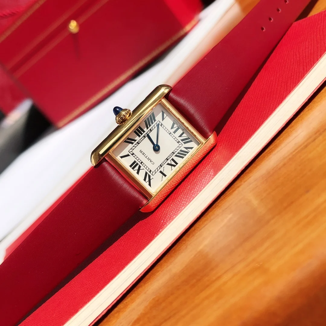Cartier Tank Must Steel Blue Dial 33.7mm — photographed off the sweep