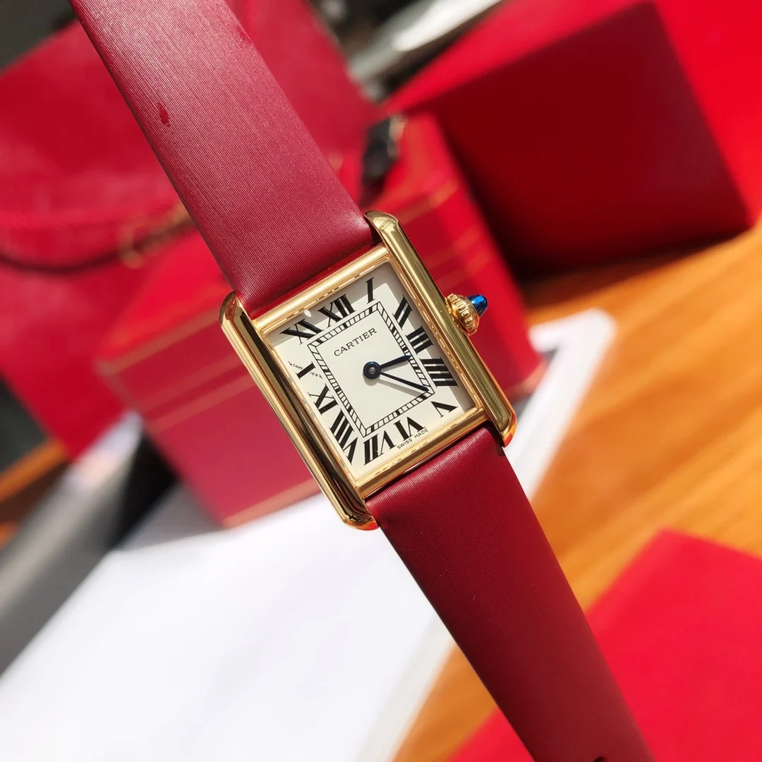 Cartier Tank Must Steel Blue Dial 33.7mm — photographed off the sweep