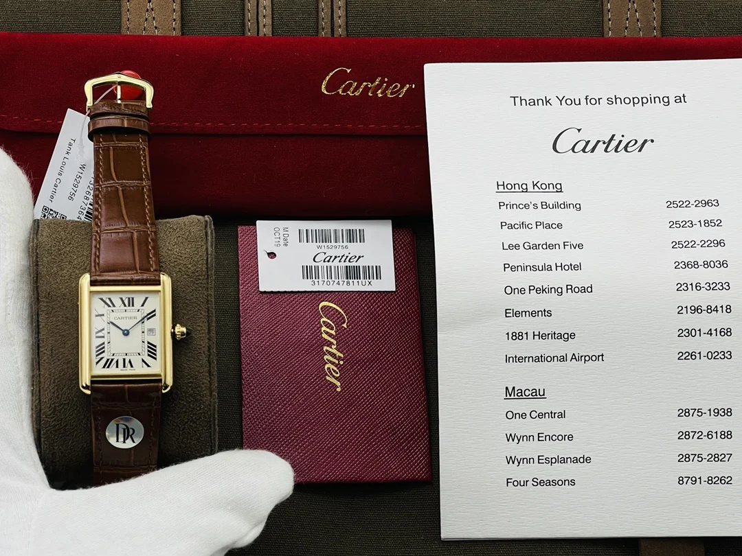 Cartier Tank Steel Blue Dial 24mm — photographed off the sweep