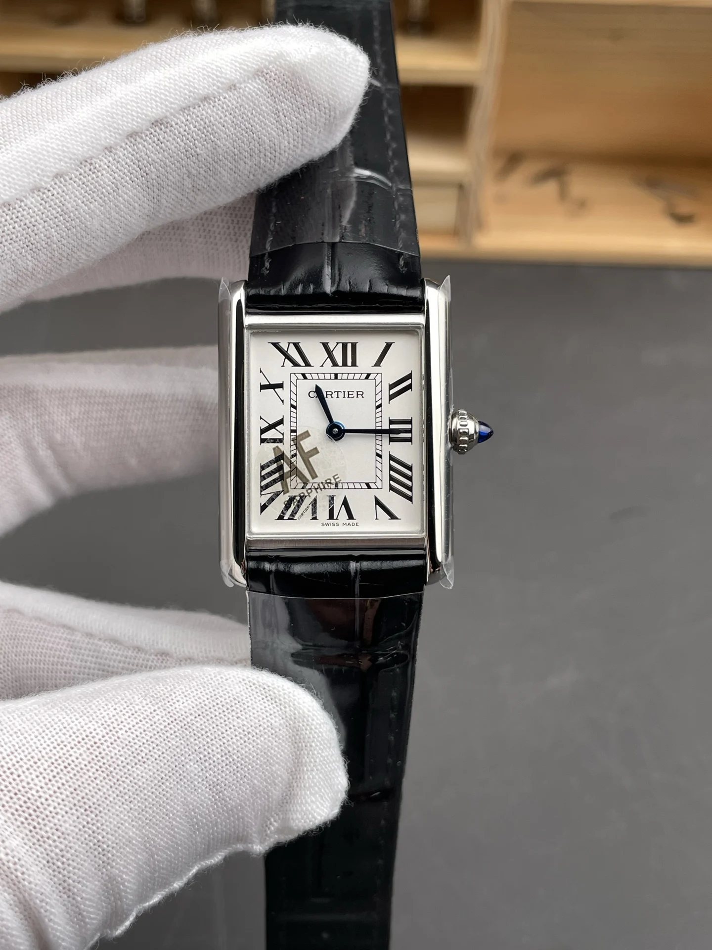 Cartier Tank White Dial — photographed off the sweep