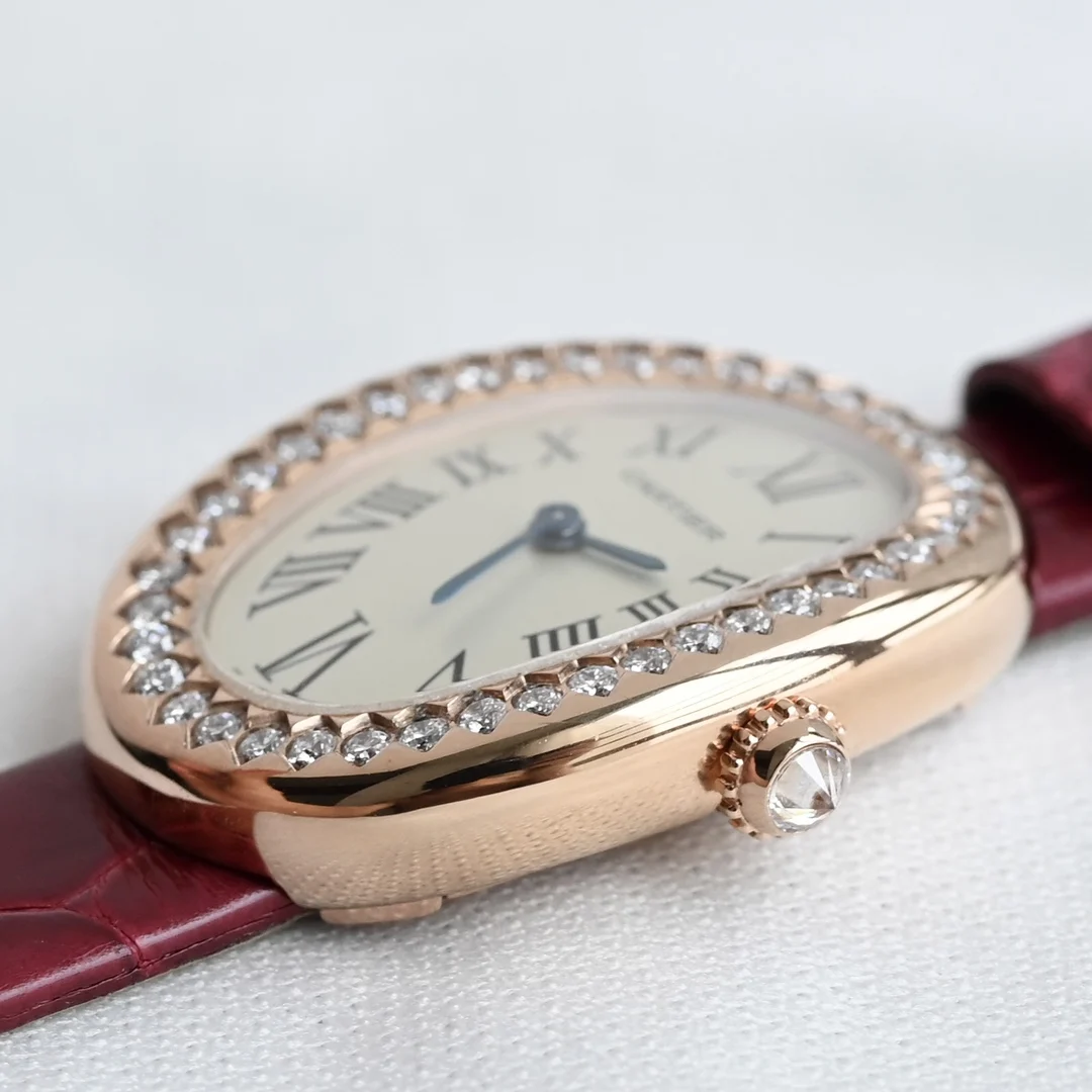 Cartier The case features a one-piece molded elliptical arc design — photographed off the sweep