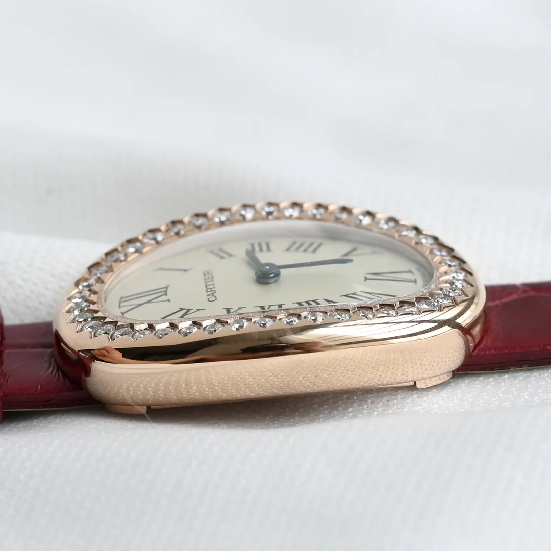 Cartier The case features a one-piece molded elliptical arc design — photographed off the sweep