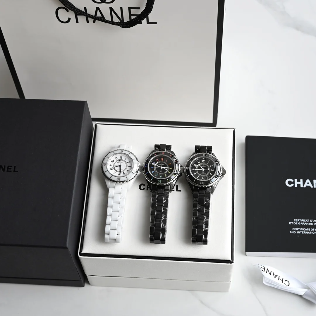 Chanel J12 Ceramic Black Dial 33mm — photographed off the sweep