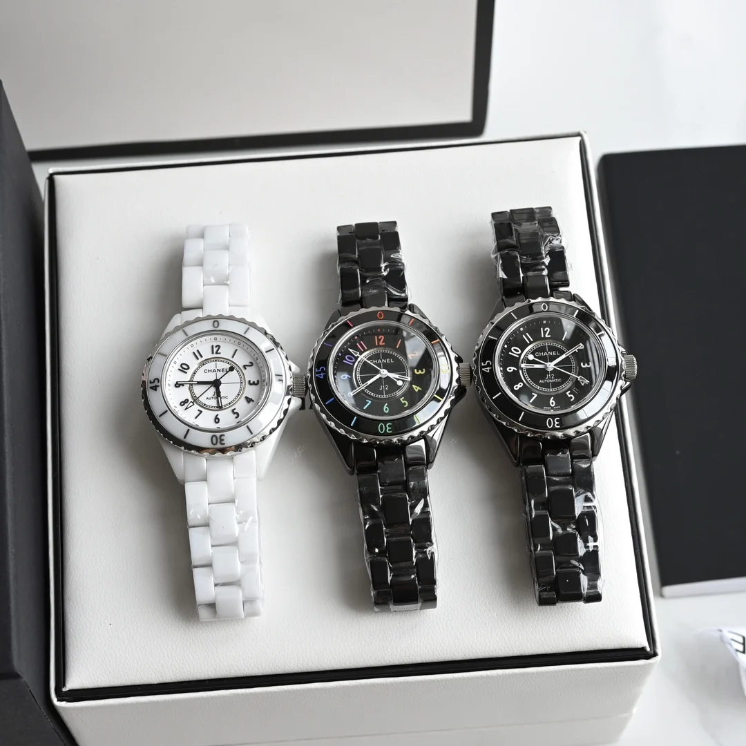 Chanel J12 Ceramic Black Dial 33mm — photographed off the sweep