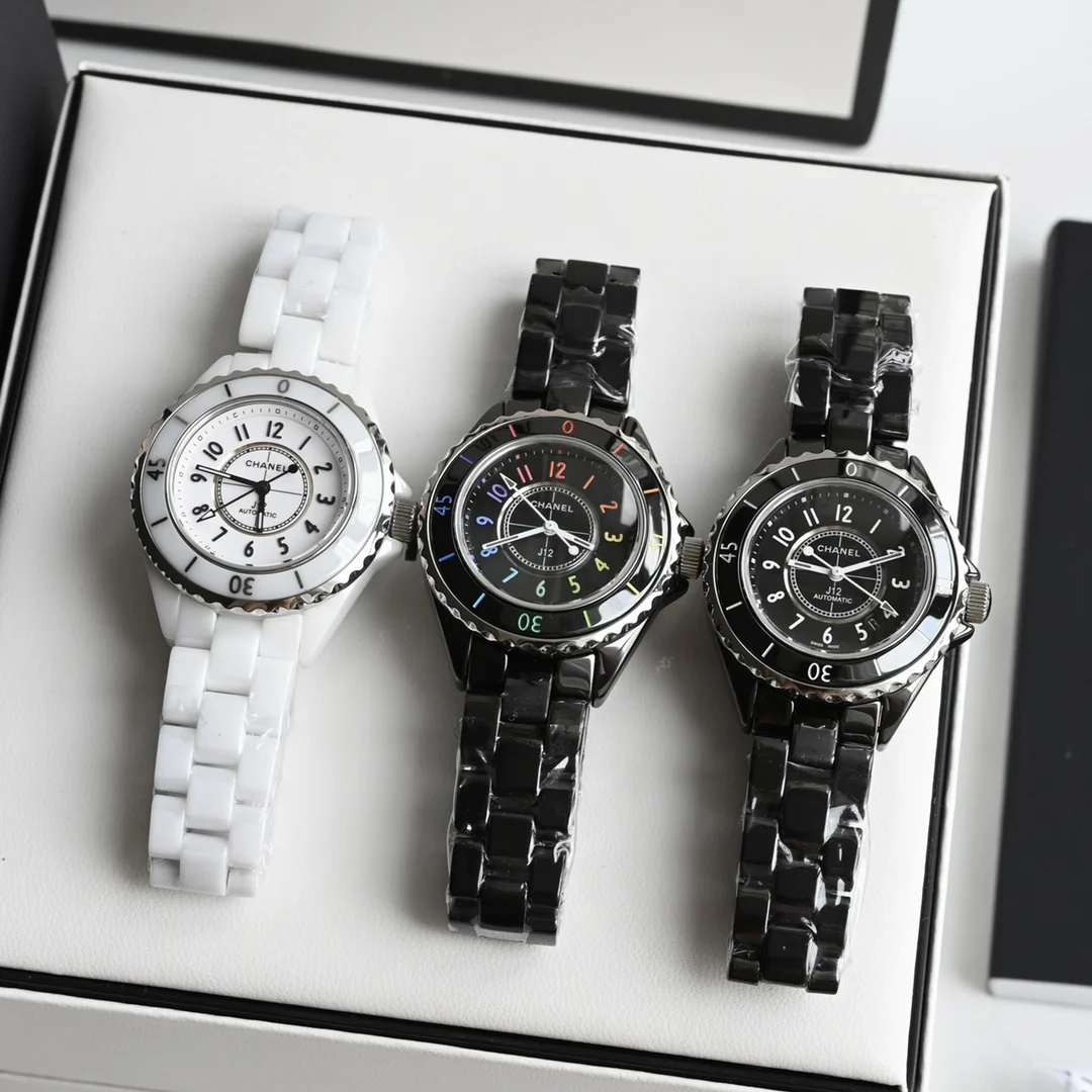 Chanel J12 Ceramic Black Dial 33mm — photographed off the sweep