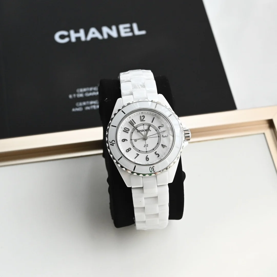 Chanel J12 Ceramic Black Dial Diamond-Set 33mm — photographed off the sweep