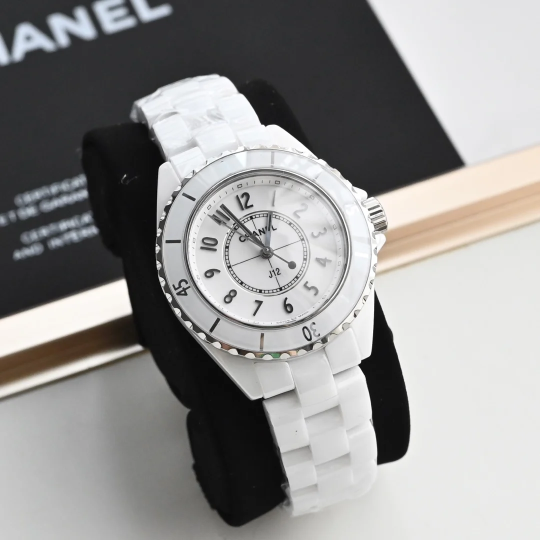 Chanel J12 Ceramic Black Dial Diamond-Set 33mm — photographed off the sweep