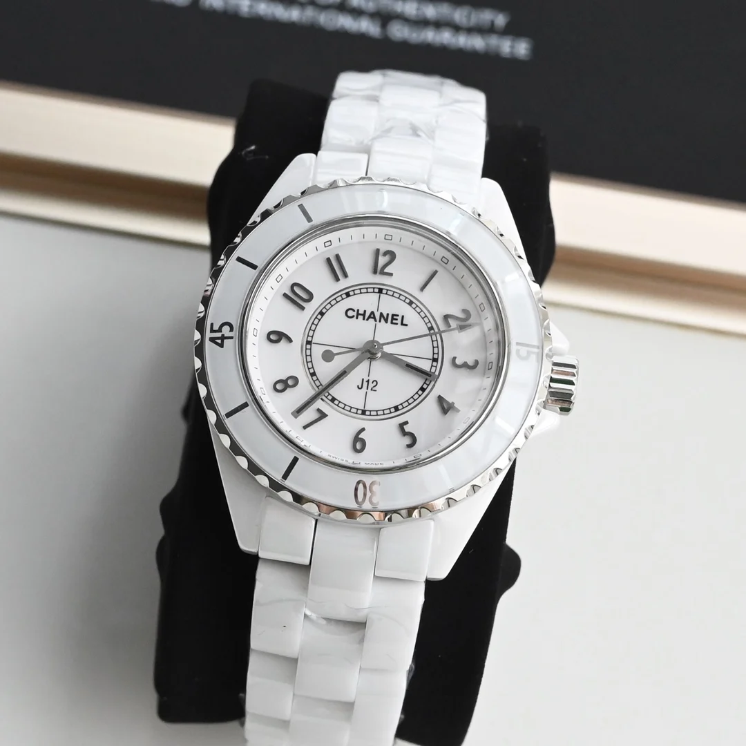 Chanel J12 Ceramic Black Dial Diamond-Set 33mm — photographed off the sweep