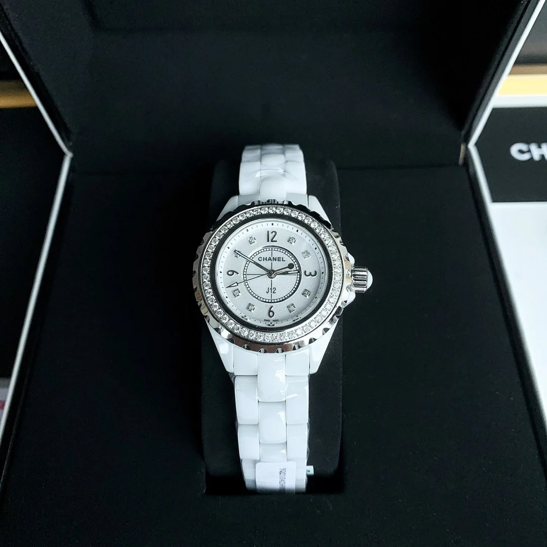 Chanel J12 Ceramic Diamond-Set 33mm — photographed off the sweep