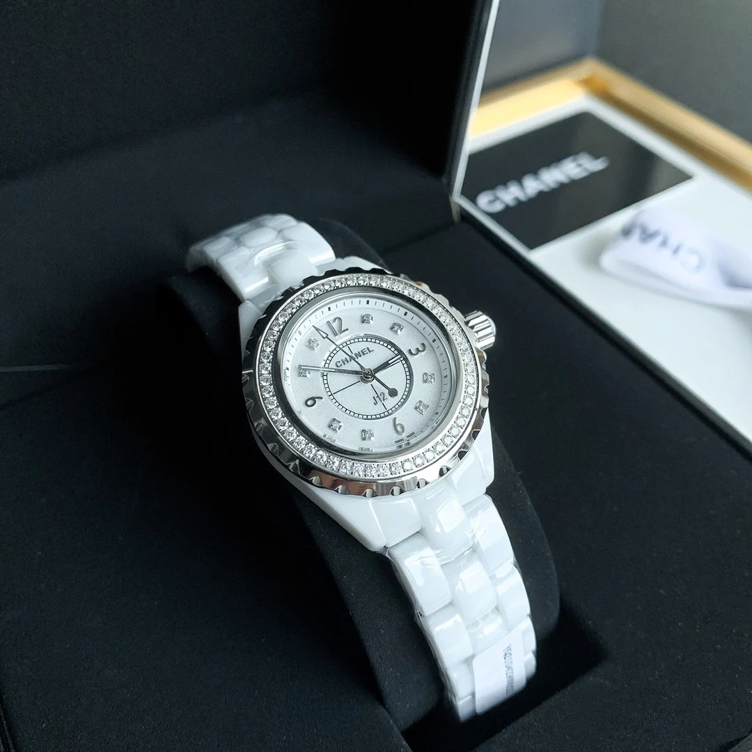 Chanel J12 Ceramic Diamond-Set 33mm — photographed off the sweep