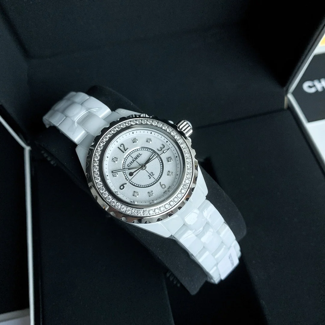 Chanel J12 Ceramic Diamond-Set 33mm — photographed off the sweep