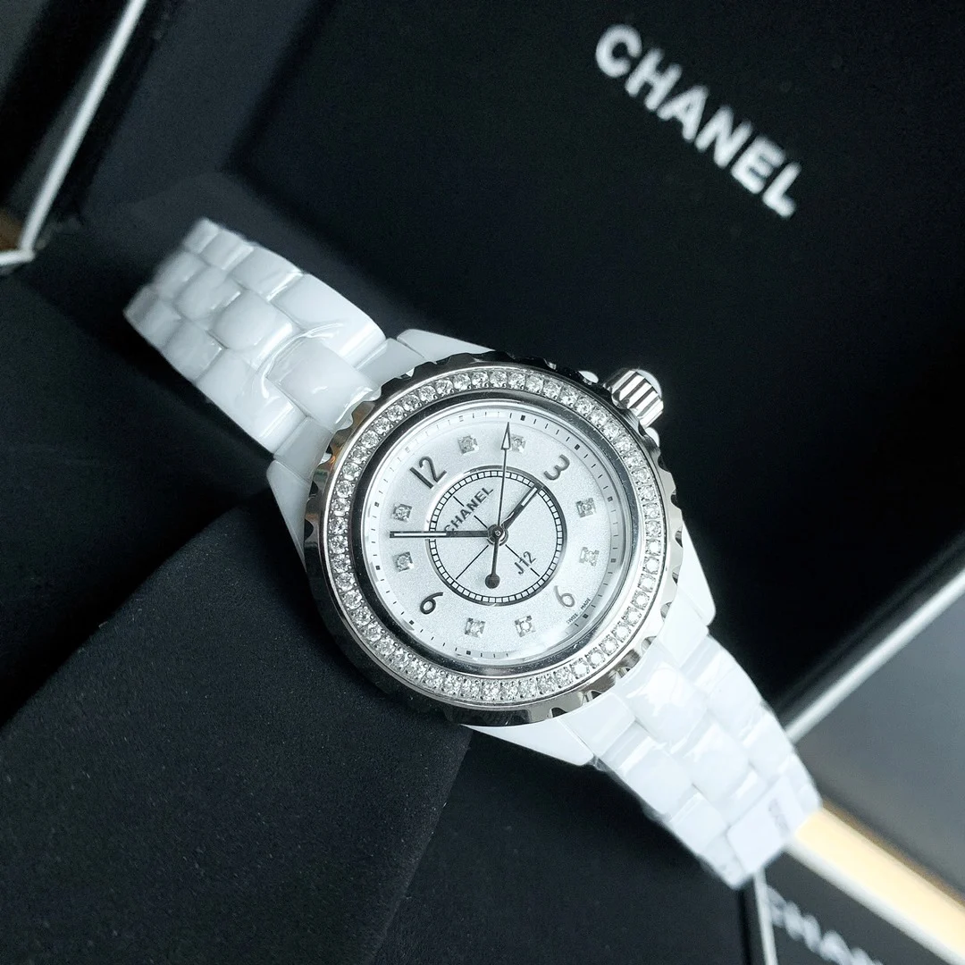 Chanel J12 Ceramic Diamond-Set 33mm — photographed off the sweep