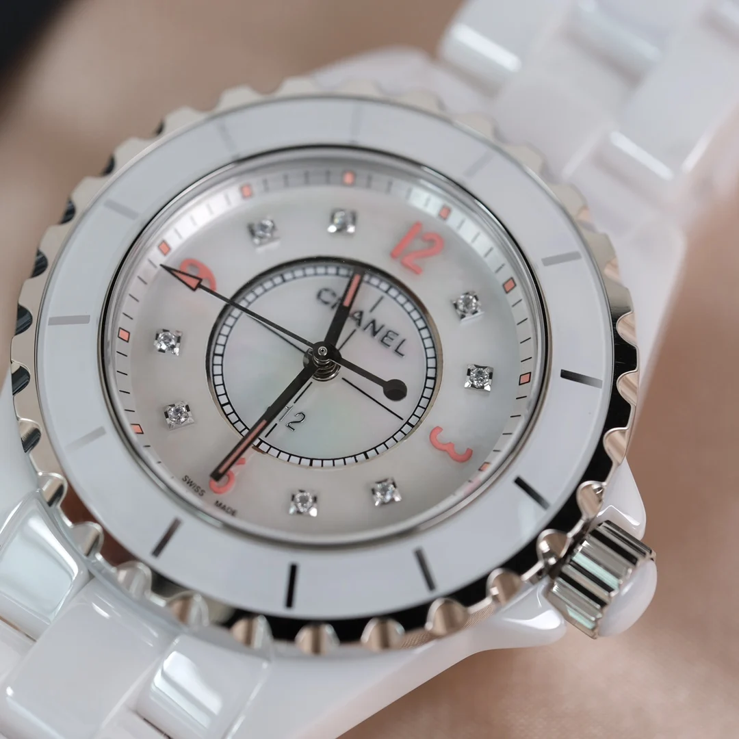 Chanel J12 Ceramic Diamond-Set 33mm — photographed off the sweep