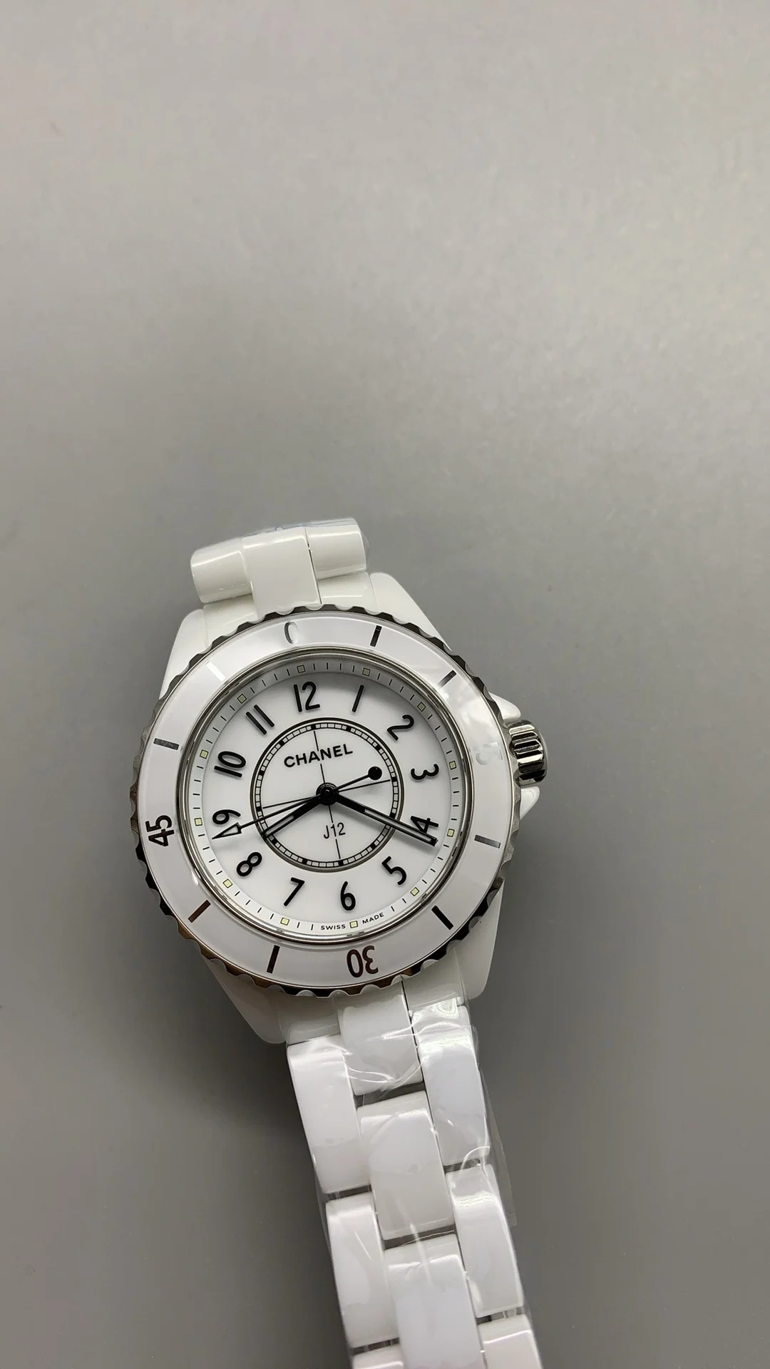 Chanel J12 Ceramic White Dial — photographed off the sweep