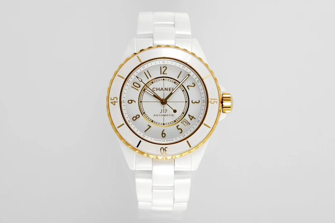 Chanel J12 Yellow Gold White Dial — photographed off the sweep