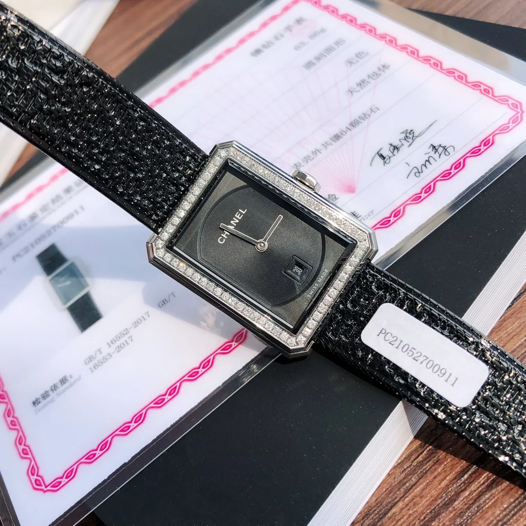 Chanel Steel 26.7 × 34.6mm — photographed off the sweep