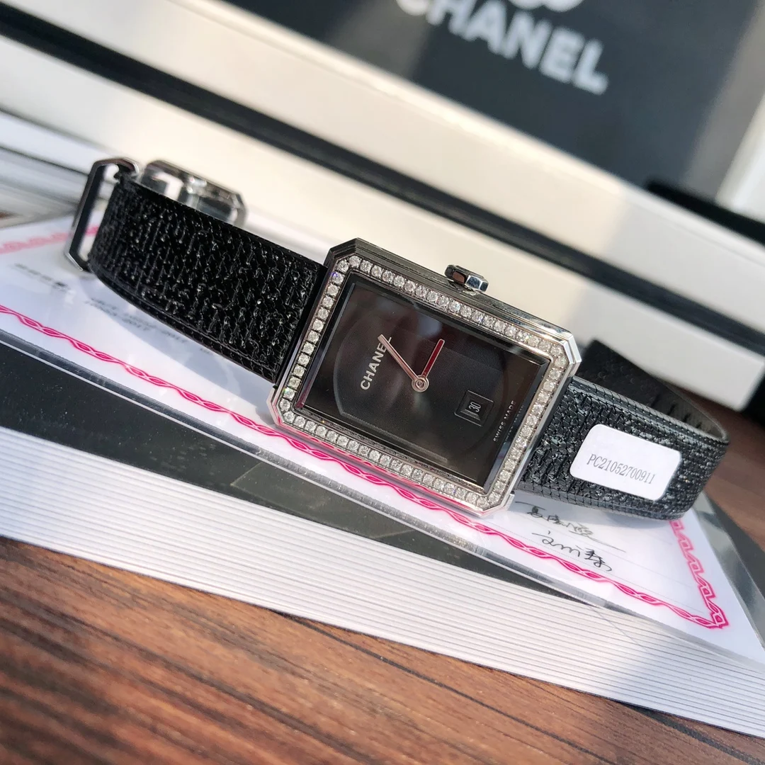 Chanel Steel 26.7 × 34.6mm — photographed off the sweep