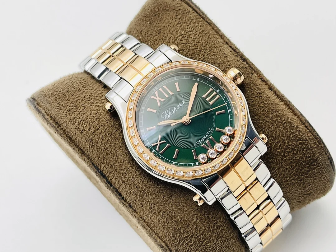 Chopard Happy Diamonds Rose Gold 30mm — photographed off the sweep
