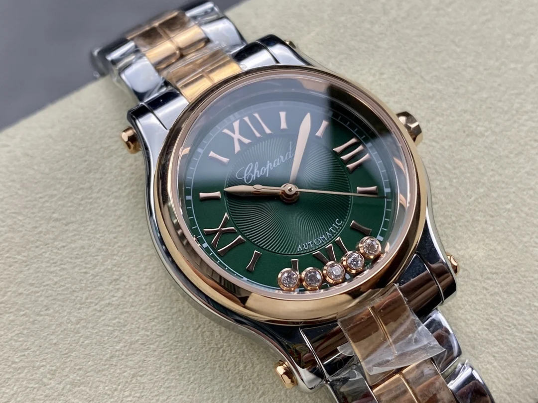 Chopard Happy Diamonds Rose Gold 30mm — photographed off the sweep