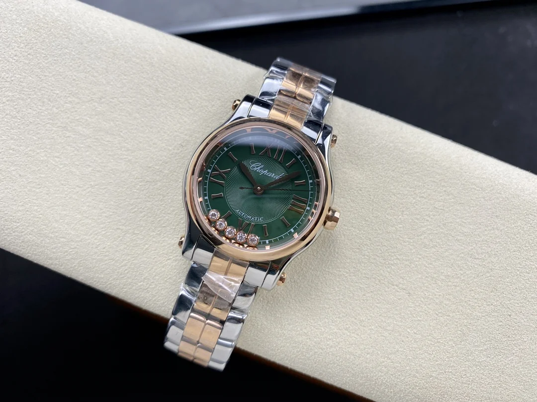 Chopard Happy Diamonds Rose Gold 30mm — photographed off the sweep