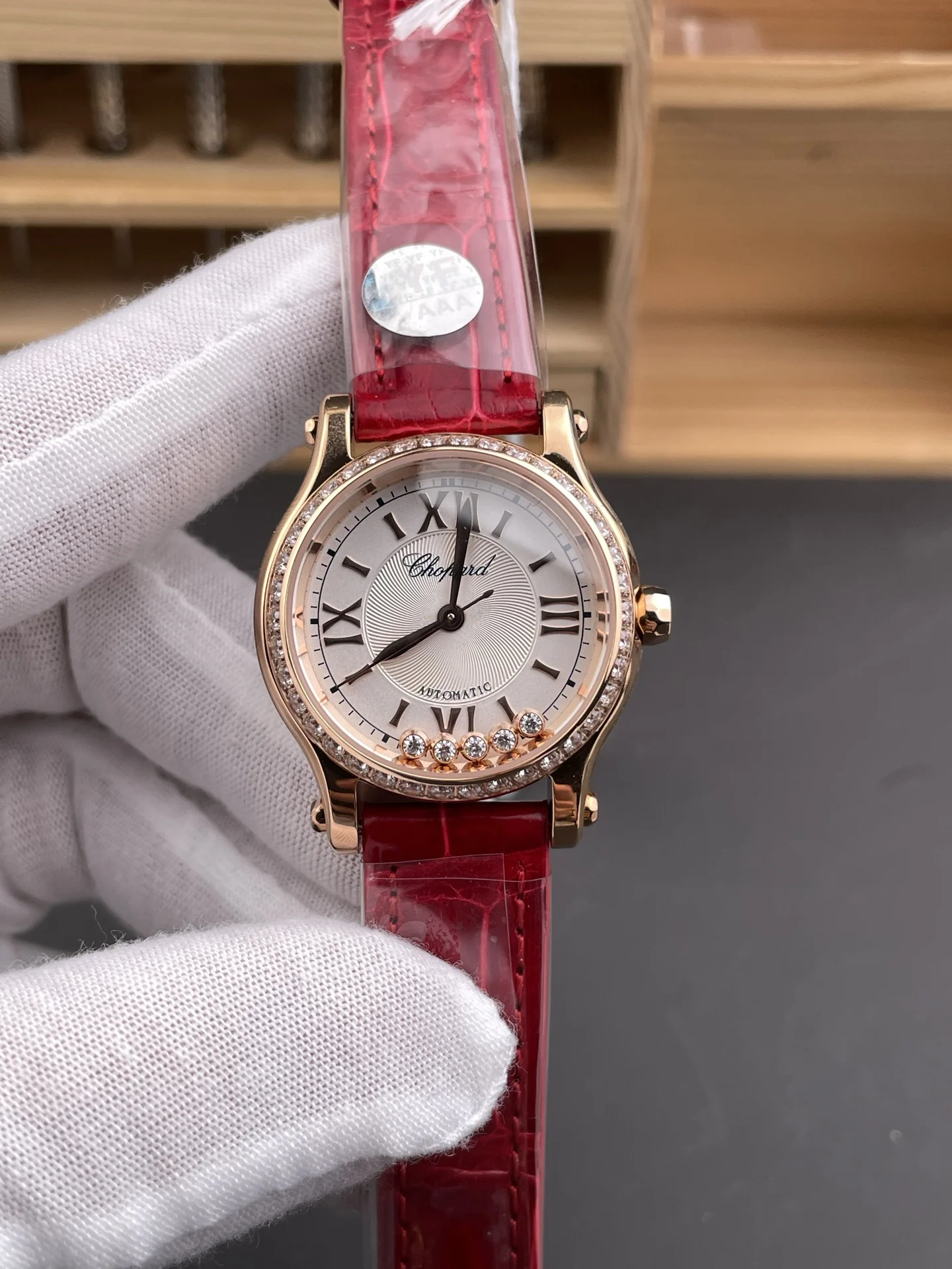 Chopard Happy Diamonds Rose Gold Diamond-Set 33mm — photographed off the sweep